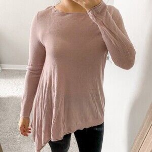 Stella Carakasi Sweater Lagenlook Pink Asymmetric Lightweight Natural Lux NWT